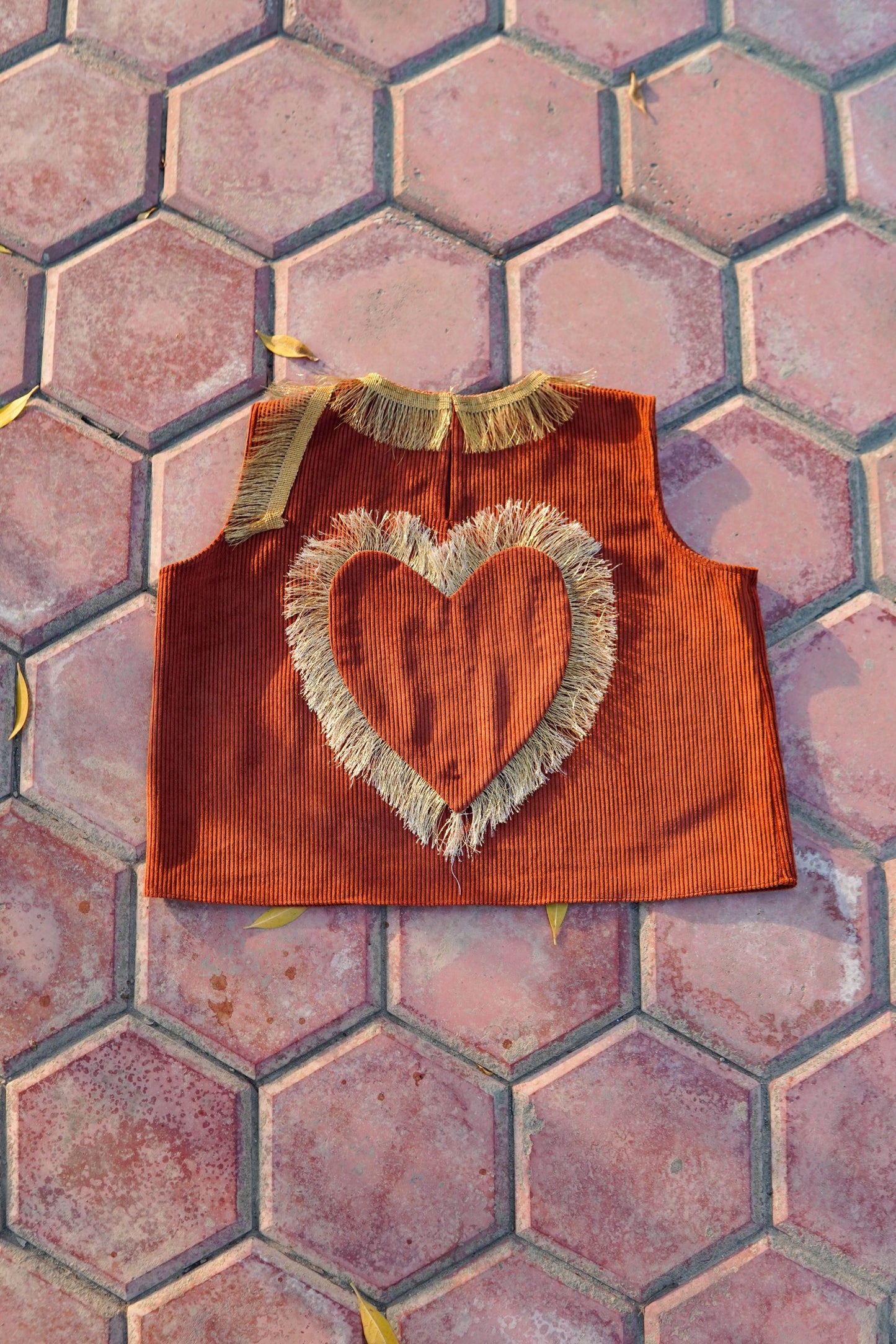 Velvet, Croptop, Gold Heart,Embellishments