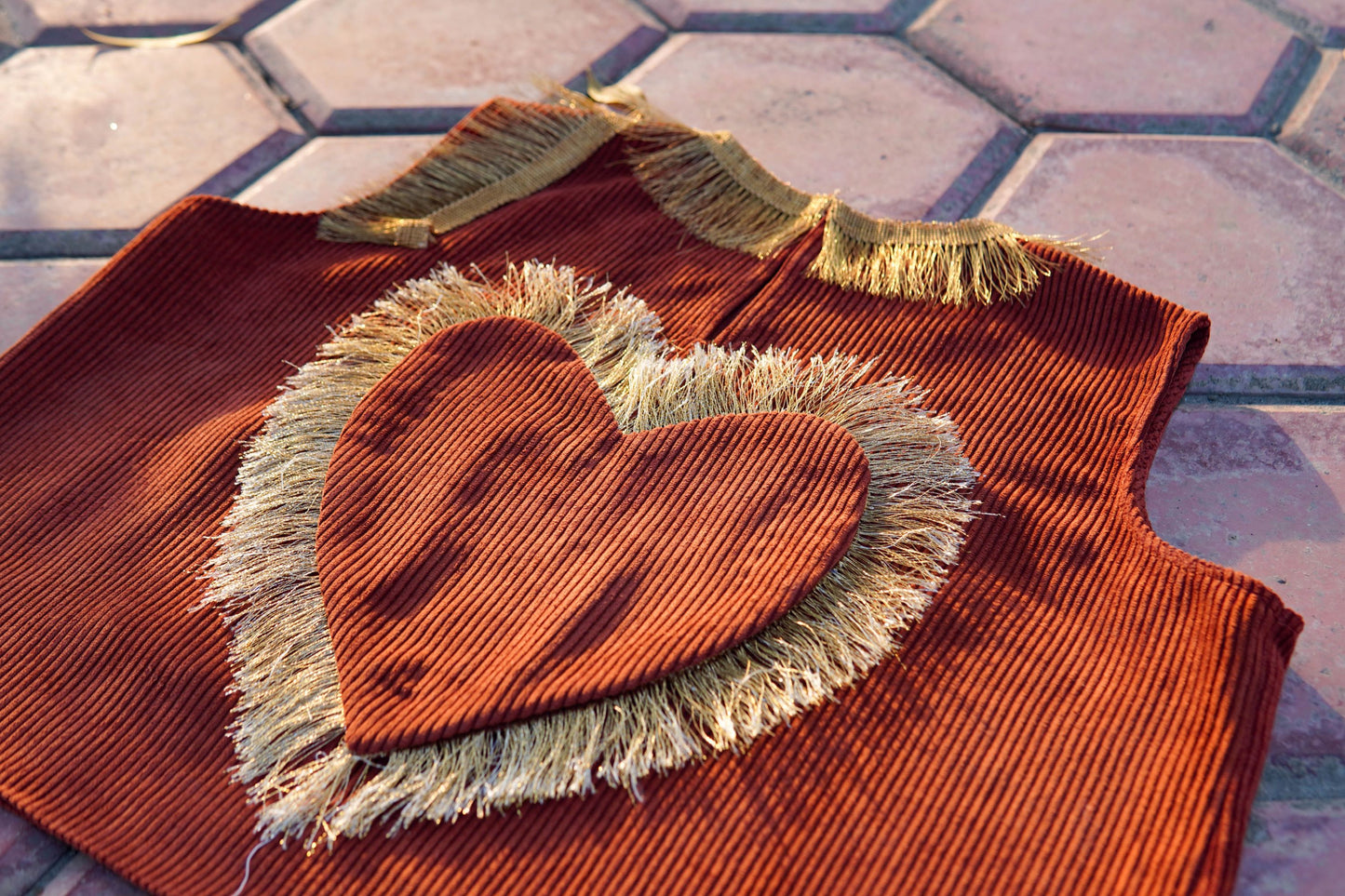 Velvet, Croptop, Gold Heart,Embellishments