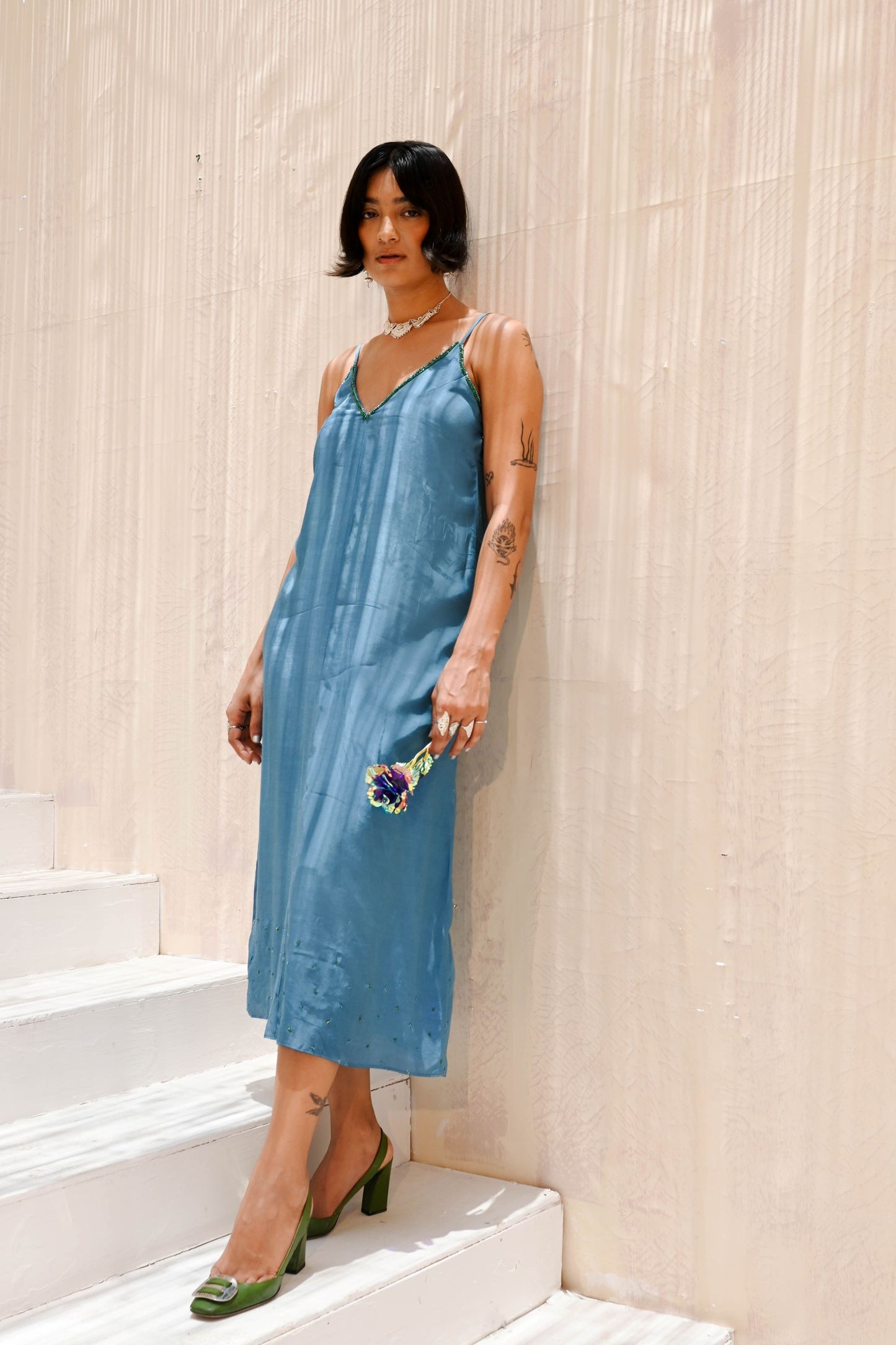 Pure Silk Dress, Summer, Embellishment