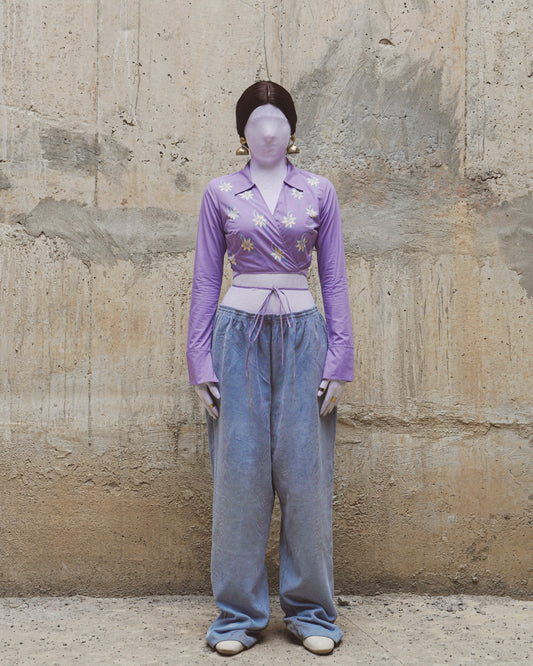 Lavender wrap around crop top