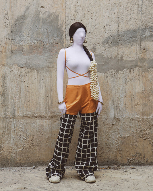 Two color way checkered pants