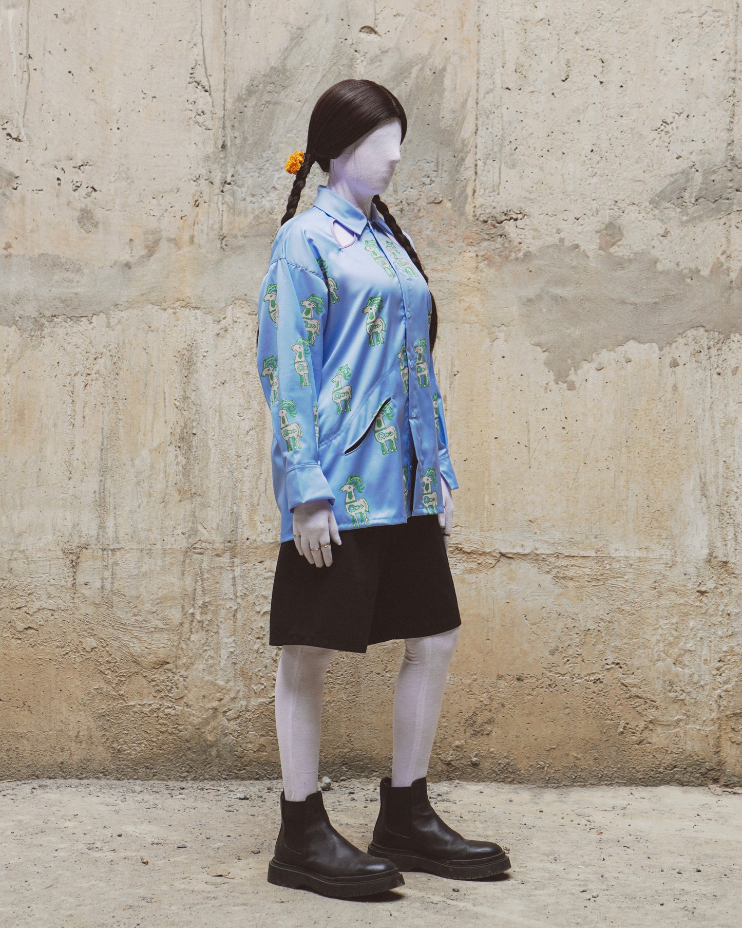 Block printed button down