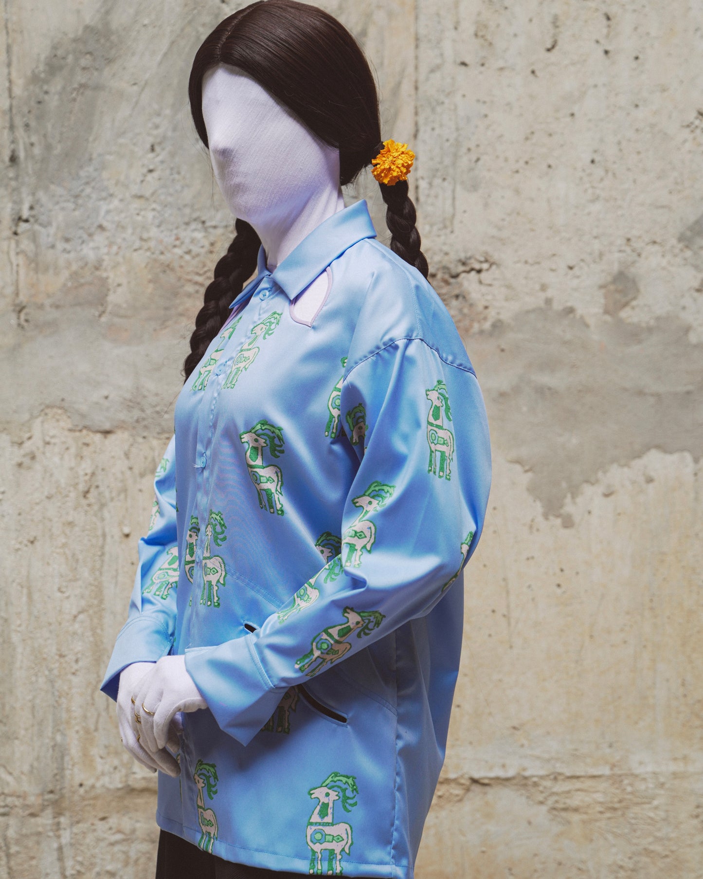 Block printed button down
