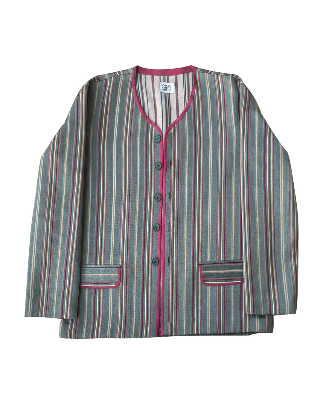 Striped round neck jacket