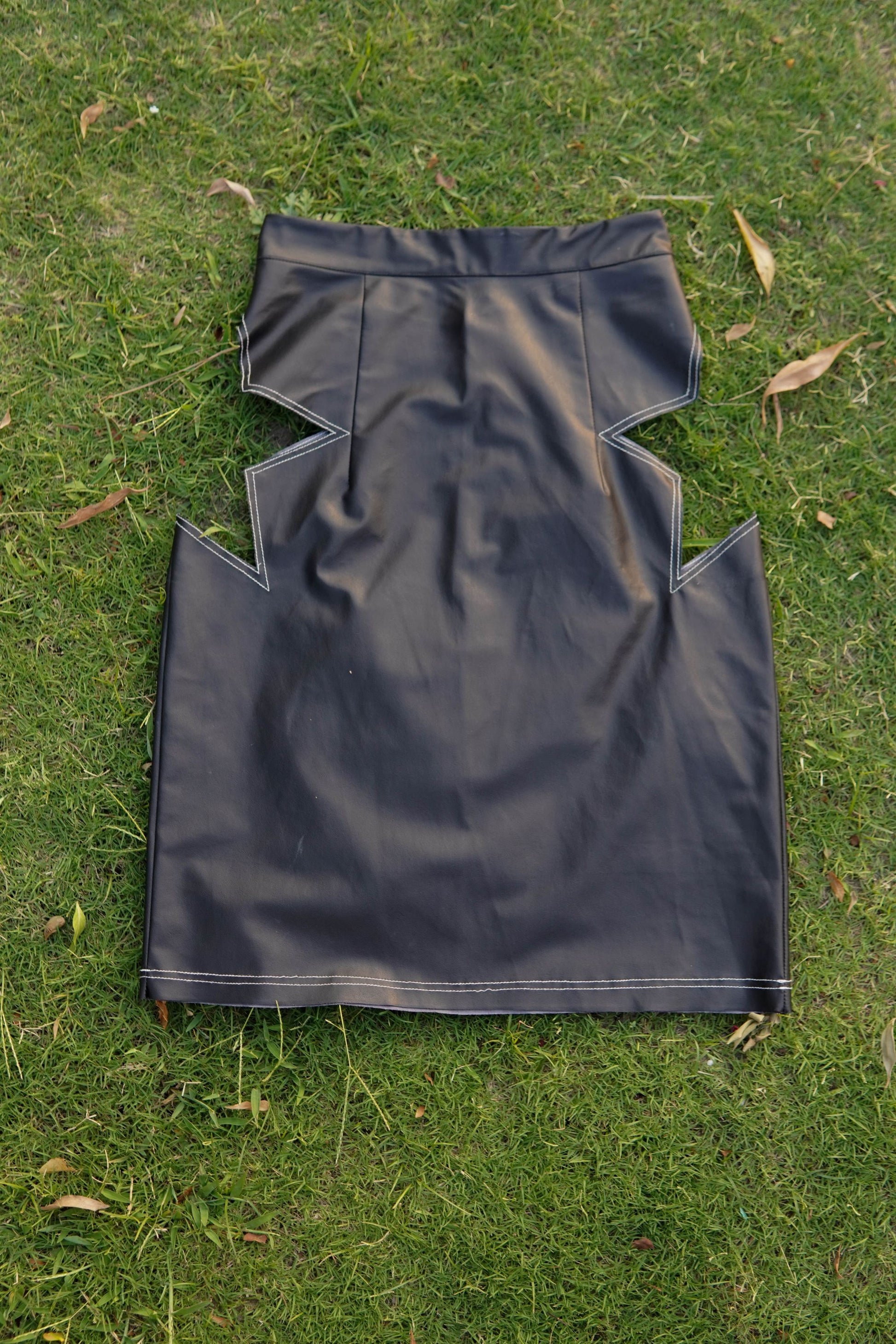 Skirt, Black Skirt, Leather Skirt, Star Cutout Pattern